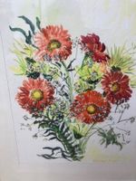 Blumen Aquarell, Original signiert, Wilma Luchini