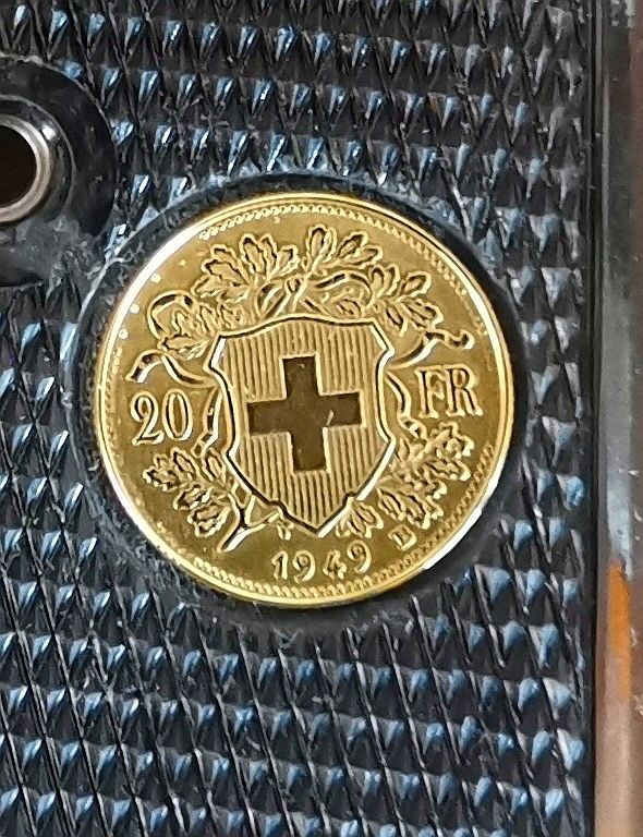 Sig Sauer Tiro a segno: Griffschalen SIG P210 /P49 mit Goldvreneli Replica Einlage – Usato da Luzern venduto da muelan01 2