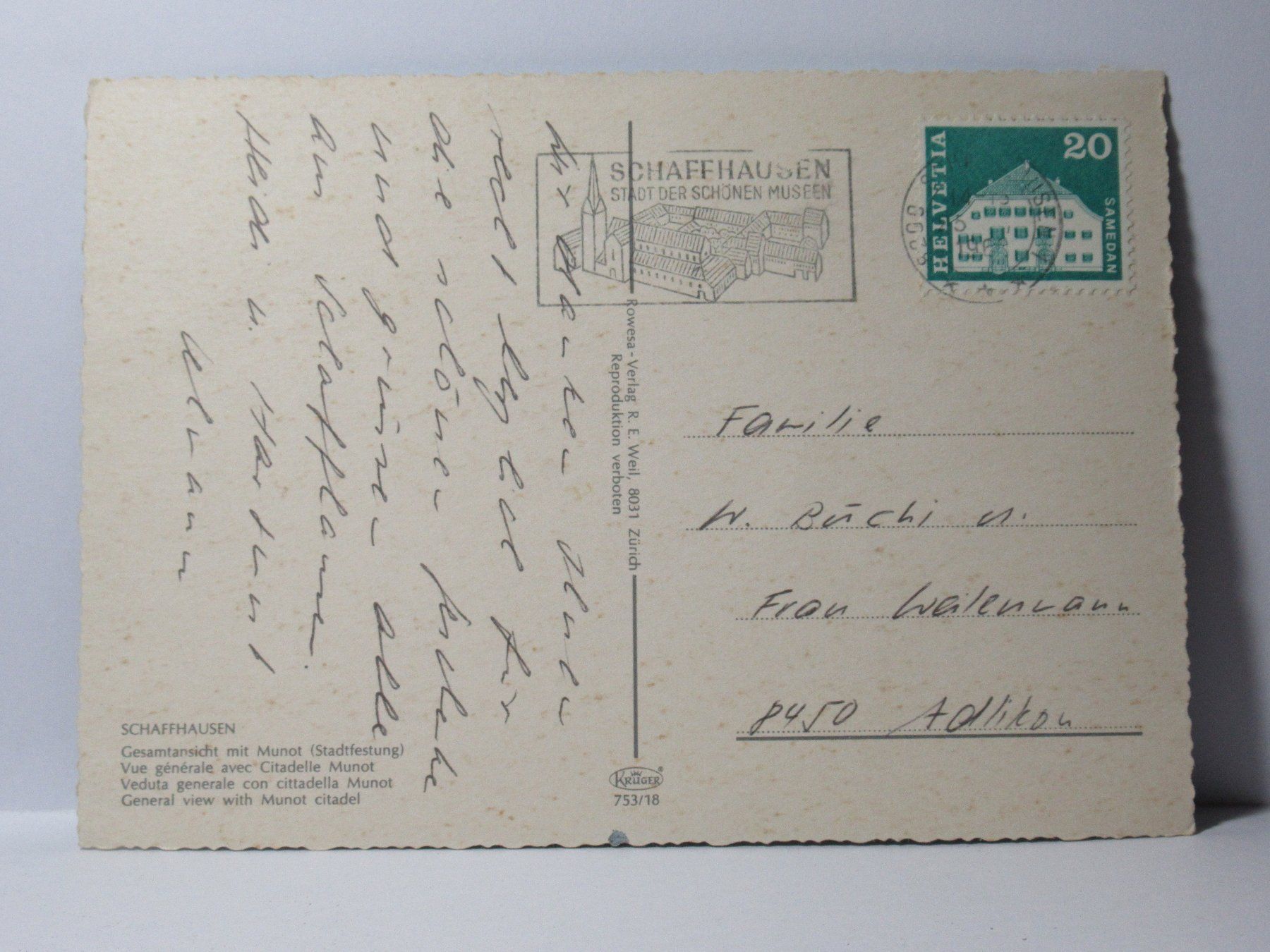Ansichtskarten: Schaffhausen  1968 – Gebraucht aus Grenchen von Bluemchen1900 1