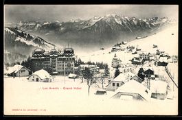 AK Les Avants, Grand Hotel im Schnee