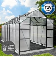 + Gewächshaus Aluminium mit Fundament, Treibhaus 490x250x235
