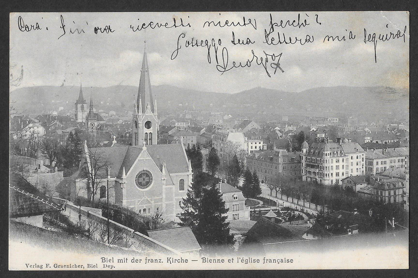 Cartoline postali: Biel mit der französichen Kirche – Usato da Olten venduto da clotaldi