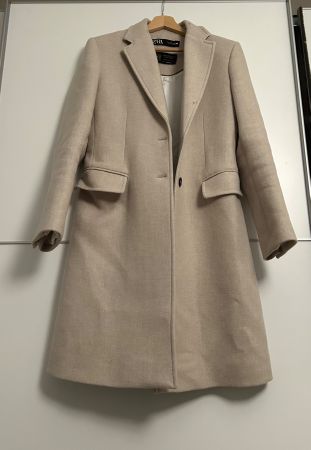 Klassischer Wintermantel von Zara, beige, Grösse S