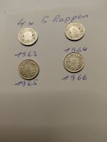 4x 5 Rappen sehr schön 1963, 64, 65, 66