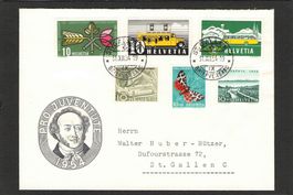 Silvester-Stempel 31.Xll.1954 , 6 x 10 Rp auf Pro Juv. Beleg