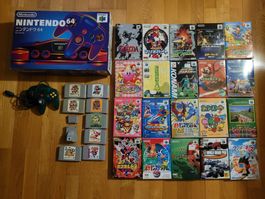Nintendo 64 Konsole OVP Japan + 2 Controller und 28 Spielen