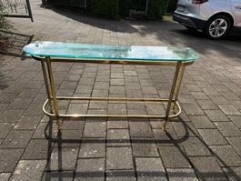 Konsolentisch Messing Glas oval guter Zustand