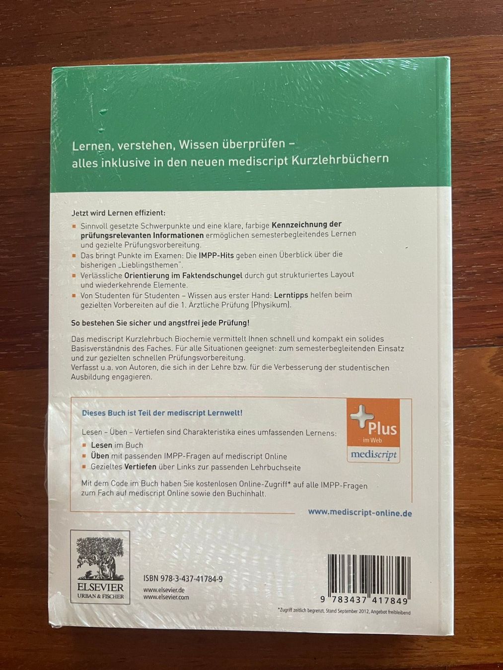 Libri: Biochemie Elsevier mediscript Kurzlehrbuch – Nuovo e nell'imballaggio originale da Zollikon venduto da 2009Jasmin 1