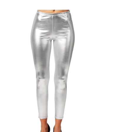 Metallic-Leggings silber Grösse L