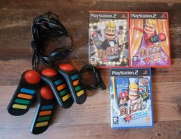 PS2 Buzz! 4 buzzers + 3 jeux Buzz + 1 Trivial Pursuit