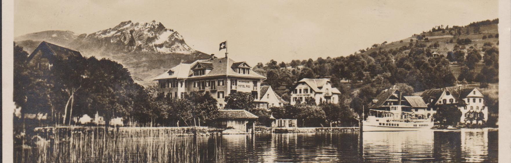 Cartoline postali: Immensee  Hotel Rigi   -   alte Ansichtskarte von 1932 – Usato da Vitznau venduto da Ropaku 1