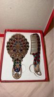 Handspiegel und Kamm Set Pfau Design neuwertig