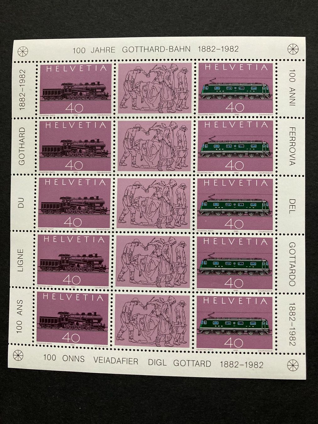 Tutti i francobolli: Schweiz 1982 100 J.Gotthardbahn Bogen postfrisch – Nuovo (secondo la descrizione) da Liestal venduto da schnueps