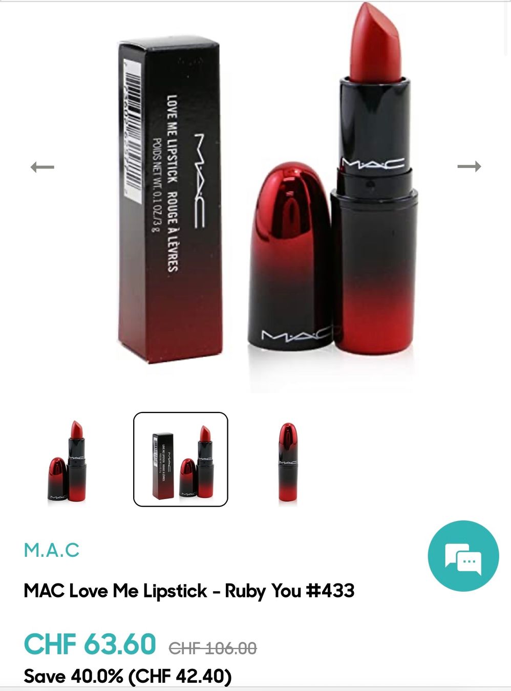 Make-up: MAC LOVE ME LIPPENSTIFT RUBY YOU 433 – Nuovo e nell'imballaggio originale da Zürich venduto da Mina_09 1