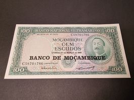 100 Escudos 1961 Moçambique Banknote Sammlerstück