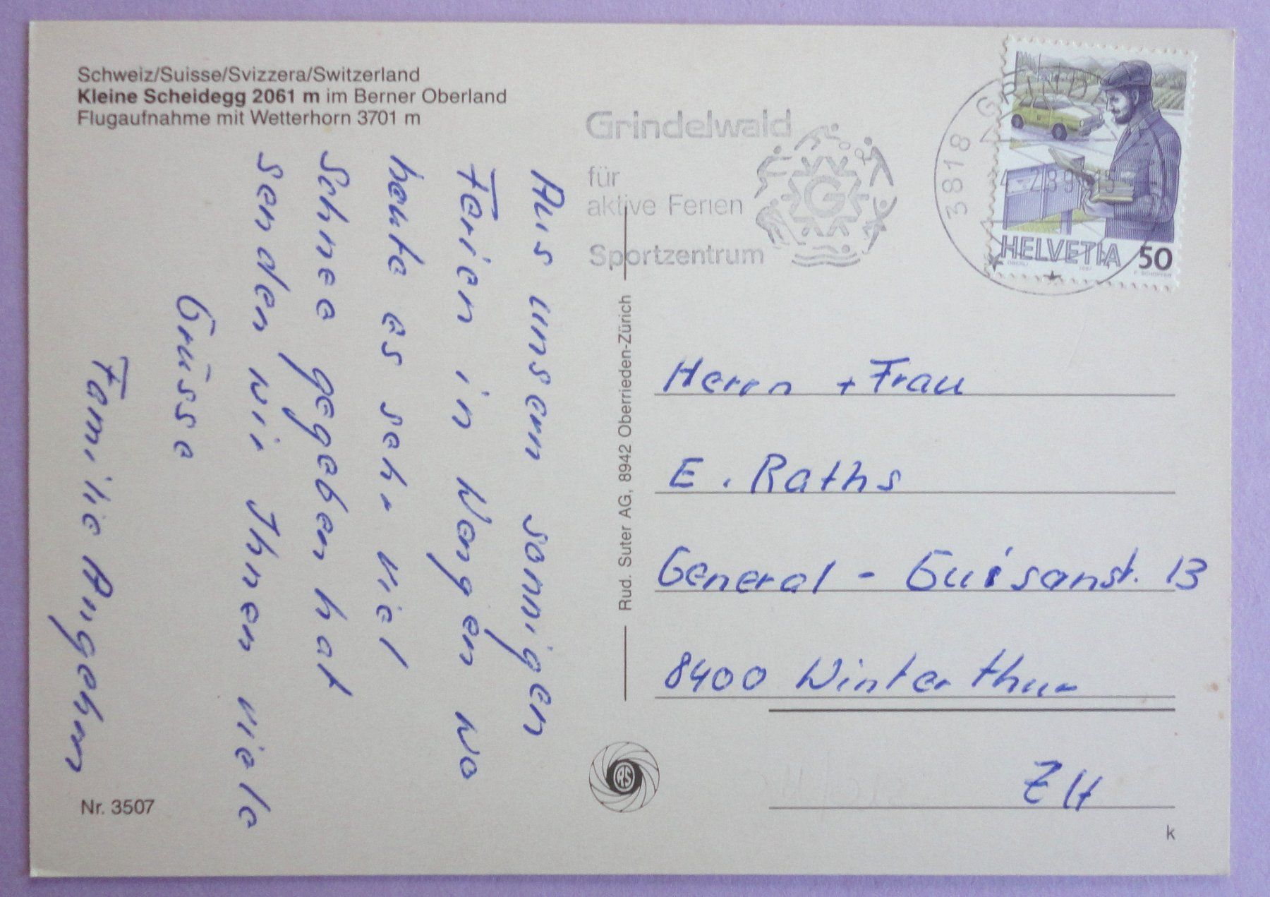 Cartoline postali: Kl. Scheidegg, B.O., Flugaufnahme – Usato da Fétigny venduto da Billy2miny 1