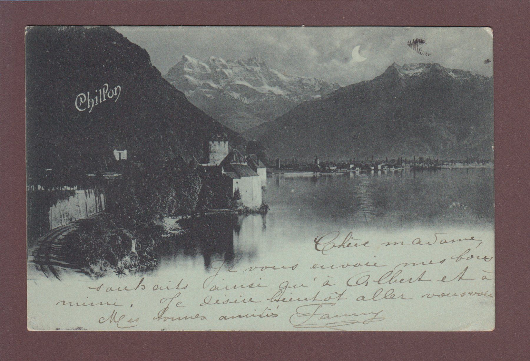 Cartoline postali: Château de CHILLON - Clair de lune // léger pli d'angle // – Usato da Pully venduto da nicecards