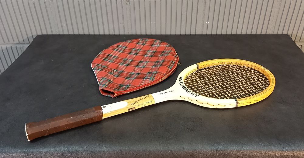 RAQUETTE DE TENNIS snauwaert rod laver fibre composé mid racket ancienne occasion déco EUR 44,00 - FR