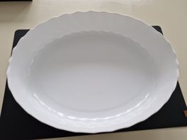 Grosse, runde Servier-Schüssel, weiss, 36,5cm auf 28,5 cm