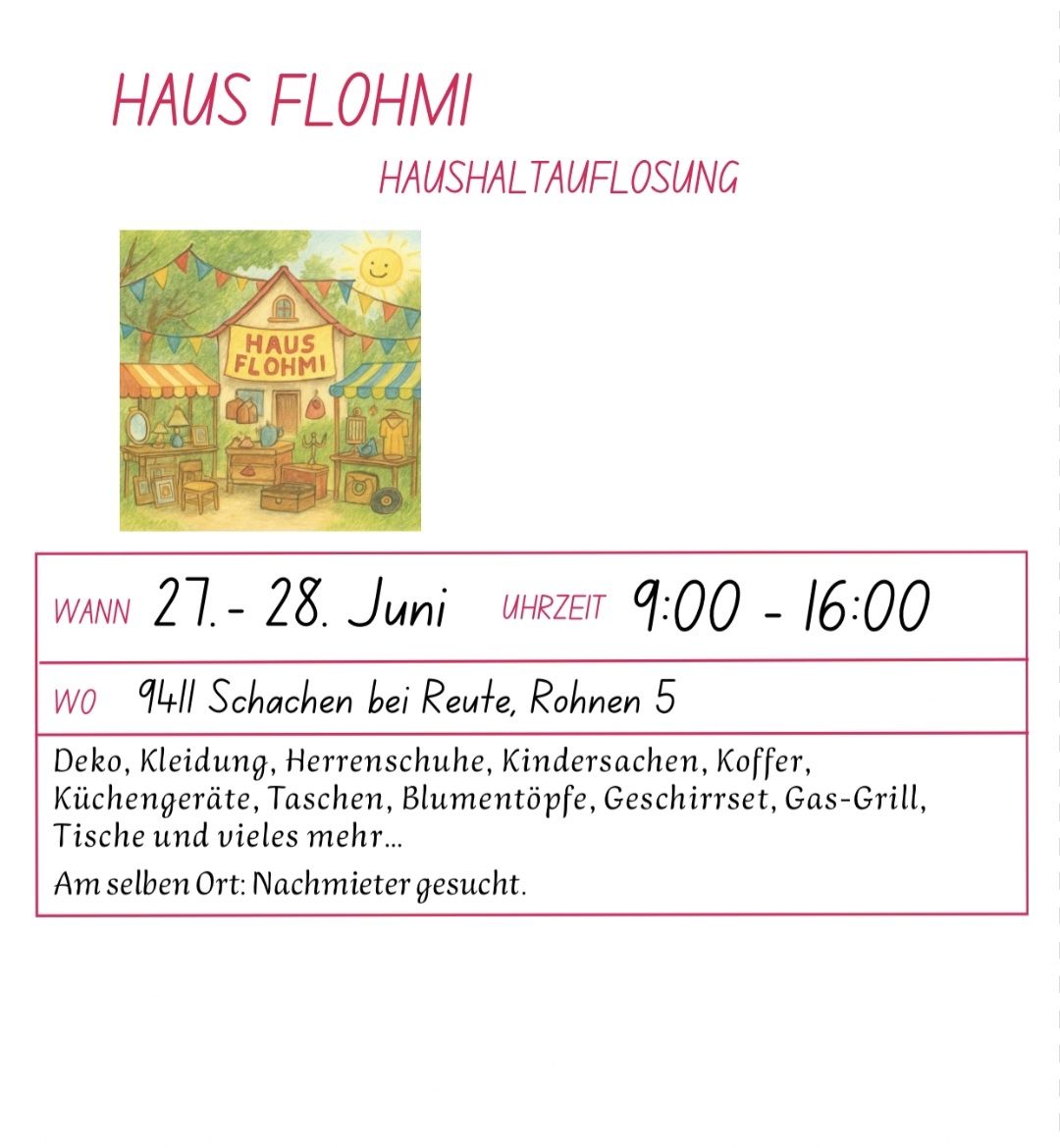 Altro per Eventi aziendali & Feste: Hausflohmarkt – Usato da Schachen b. Reute venduto da Judyniki