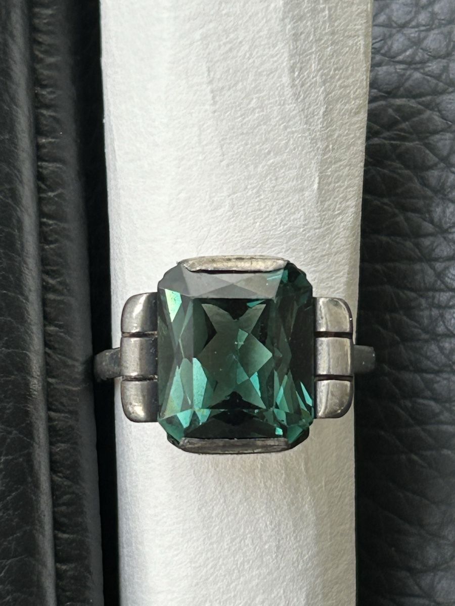 Anelli: Ring Art Deco Silber mit grünem Stein – Usato da Reinach BL venduto da meinstil
