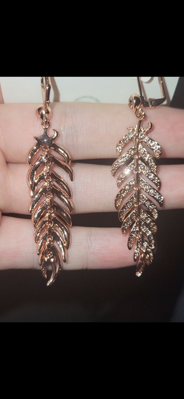 Orecchini pendenti & Orecchini a lobo: Adore Swarovski Rose gold plated feather dangle earrings – Nuovo e nell'imballaggio originale da Buchs SG venduto da cap_qnl6 2