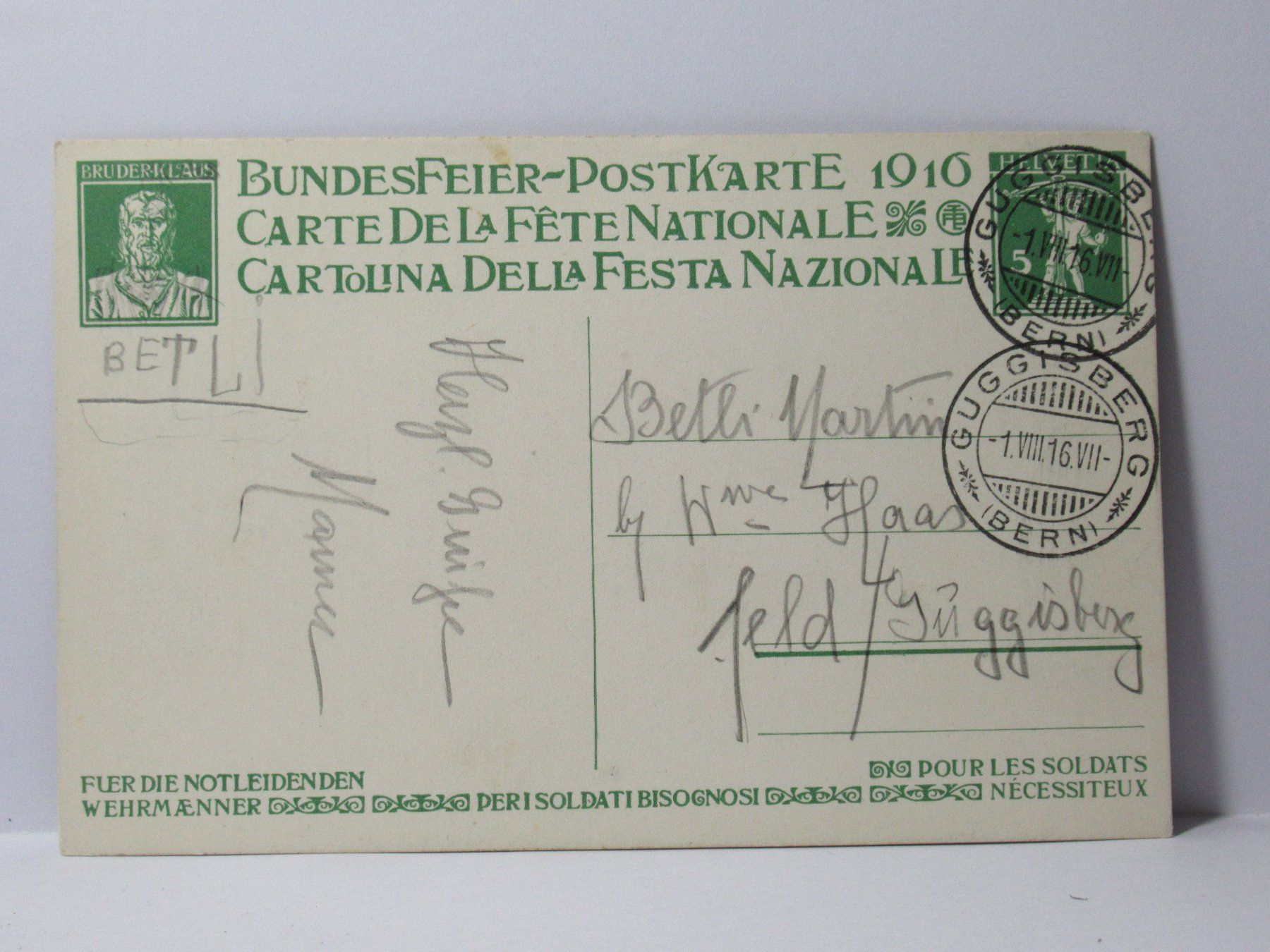 Cartoline postali: Bundesfeier  1916 – Usato da Grenchen venduto da Bluemchen1900 1