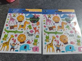 2 Bogen Sticker Tiere Zoo neu