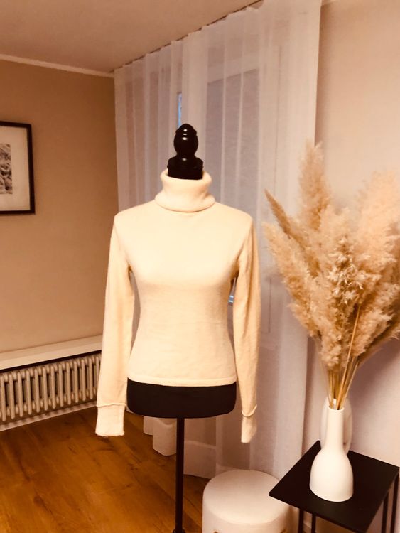 Pull 100% Cachemire Maria Di Ripabianca - Vert Anisé Bordure Fleur - Taille 36/38 - Occasion Très Bon état