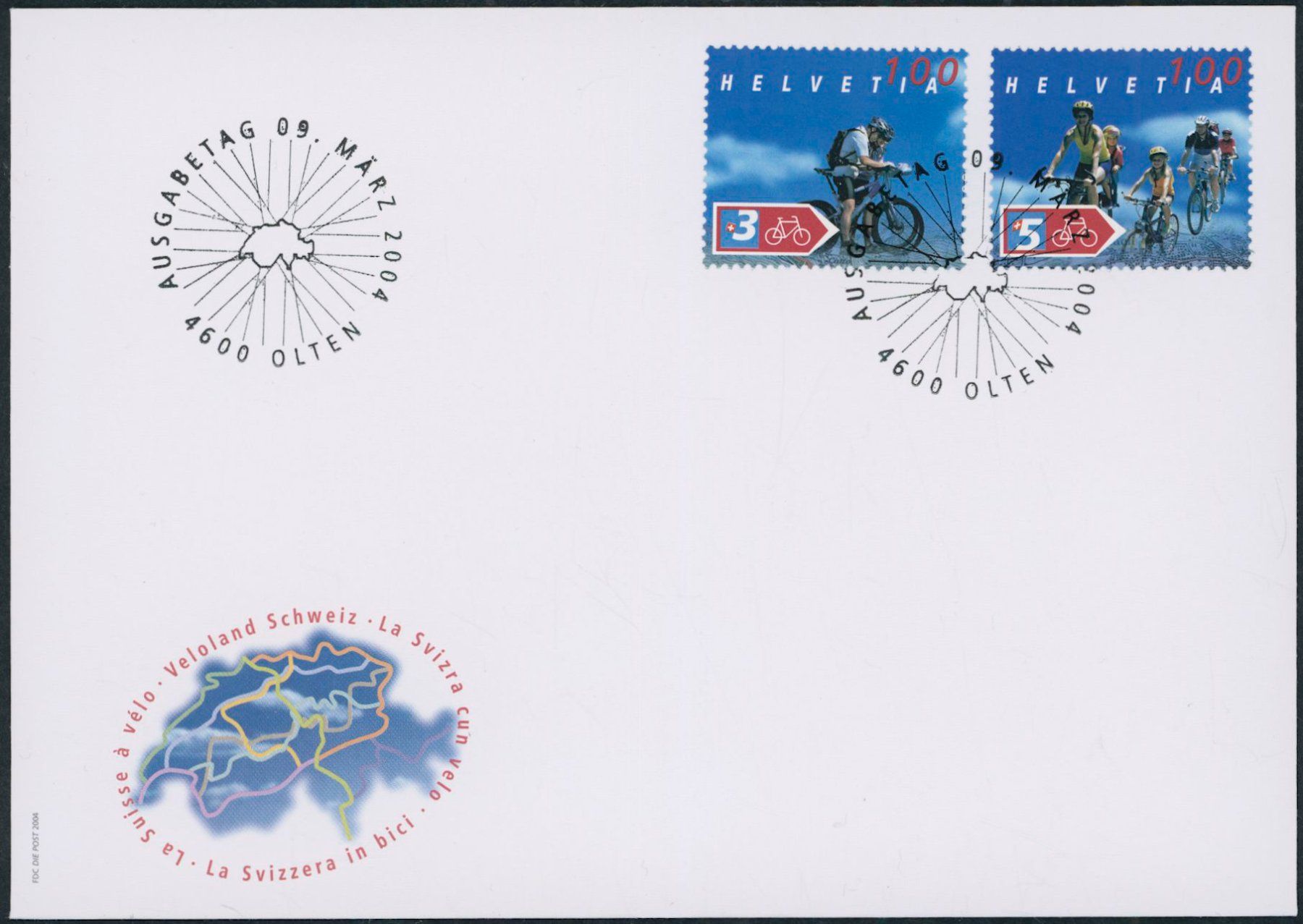 Tutti i francobolli: 2004 - Veloland - Blockausschnitte - Ersttagsbrief FDC ET – Usato da Schindellegi venduto da stationary