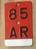 AR 85 - VELONUMMER - FAHRRADSCHILD - PLAQUE DE VELO - AR 85