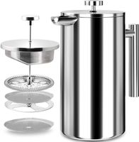 Cafetiere 8 Tassen Edelstahl French Press Kaffeebereiter