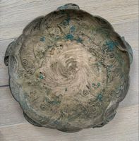 Antike Schale Teller Platte Kupfer oder Bronze Fisch Motive