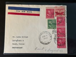 Attraktiver Luftpost Brief 1953 von San Francisco nach Basel