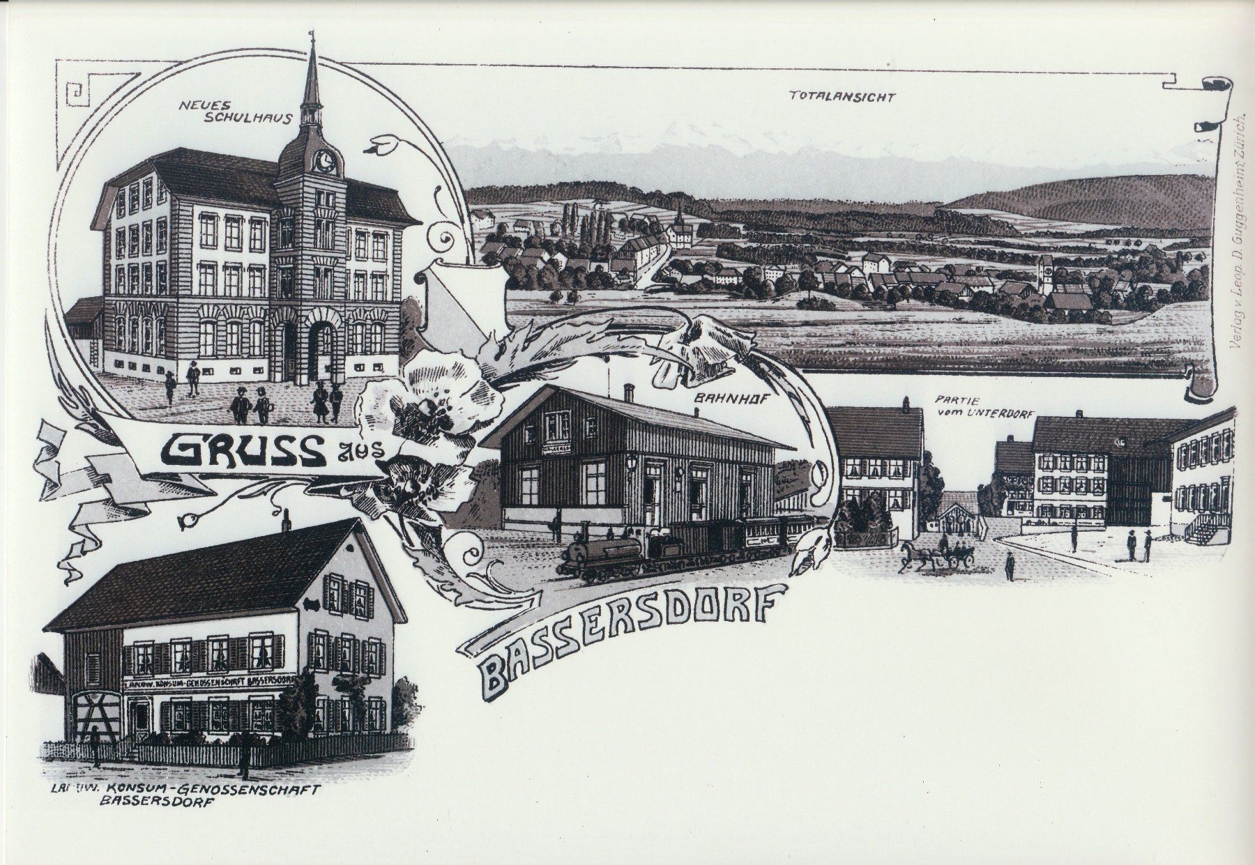Foto & Immagini: Gruss aus Bassersdorf - (Litho um 1900) – Usato da Fällanden venduto da Blausegelfliege