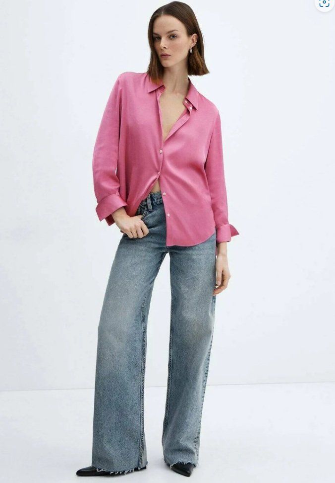 Mango Camicette: MANGO satiniertes Hemd Hemdbluse Bluse Gr.L (38-40) NEU – Nuovo e nell'imballaggio originale da Rotkreuz venduto da beltraum 8