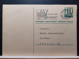 Postkarte 10 Rp.grün, 1960, mit Werbestempel