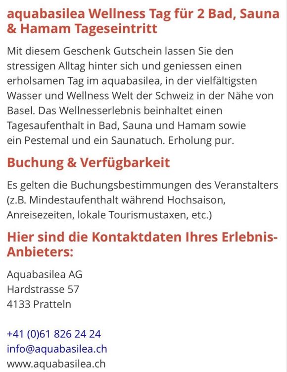 Aquabasilea Tageseintritt für 2 Personen inkl. Sauna & Hamam (Neu ...
