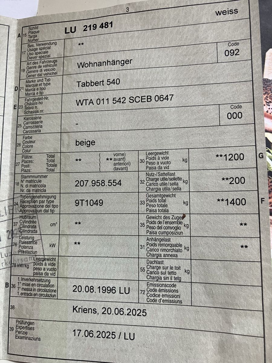 Tabbert Camping Fahrzeuge: Tabbert 540 – Gebraucht aus Kuenten von Ckohler1 2