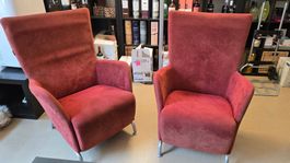 2 Ohrensessel dunkelrot, Kunstleder