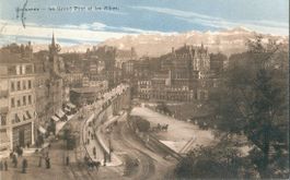 Lausanne - le Grand Pont et les Alpes (circulée 1913)