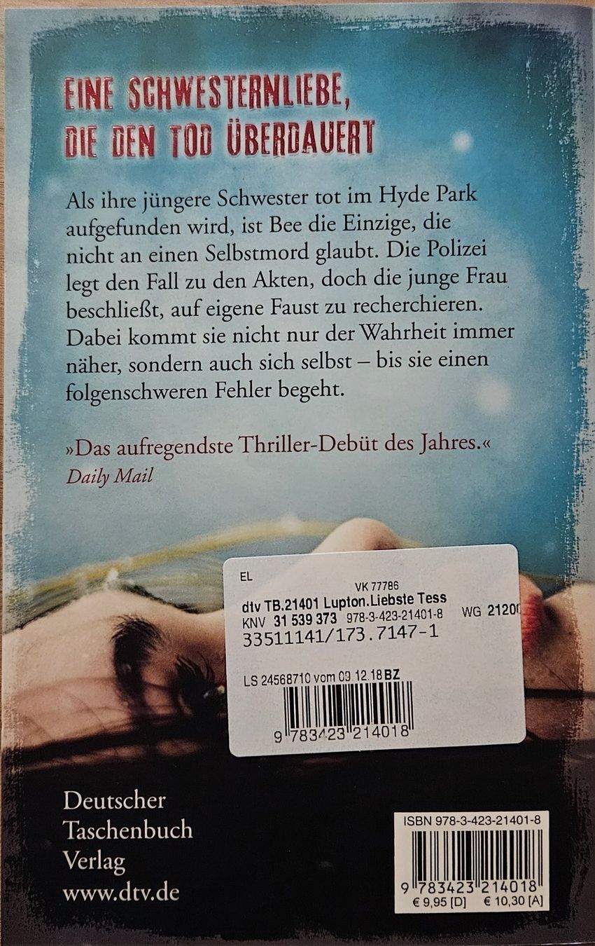 Libri: Rosamund Lupton - Liebste Tess – Usato da Hinwil venduto da brucha01 1