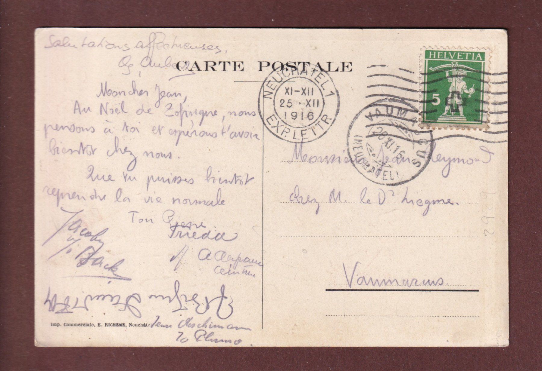 Cartoline postali: ZOFINGUE - Noël 1916 – Usato da Pully venduto da nicecards 1