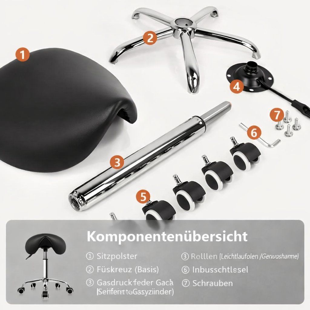 Hocker: Rollhocker Arbeitshocker Barhocker drehbar höhenverstellbar – Neu und originalverpackt aus Fislisbach von IboTrade 6