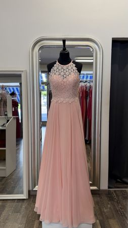 Elegantes helles pfirsichfarbenes Ballkleid Grosse 36