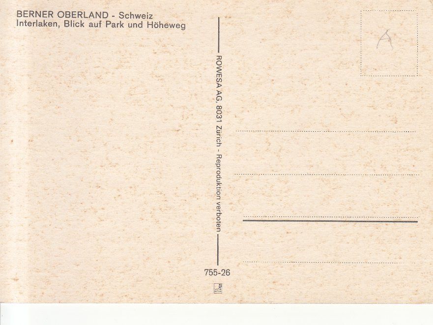 Cartoline postali: Interlaken ca. 1970 – Usato da Bürglen TG venduto da StampGraf 1