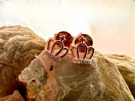 Ohrstecker Silber Roségold vergoldet Zirkonia Königin Krone