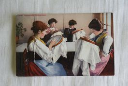 Appenzeller Stickerinnen, vier Frauen, Stickrahmen