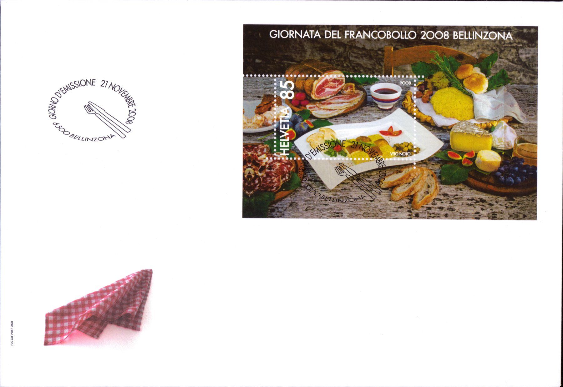 Tutti i francobolli: 2008 FDC Block 43 Format E6 TdB Belinzona – Usato da Eggersriet venduto da stamp303