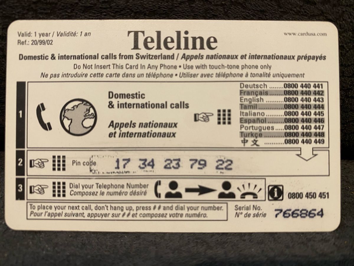 Cartes de téléphone: Teleline – D'occasion à Lausanne par babacard10 1
